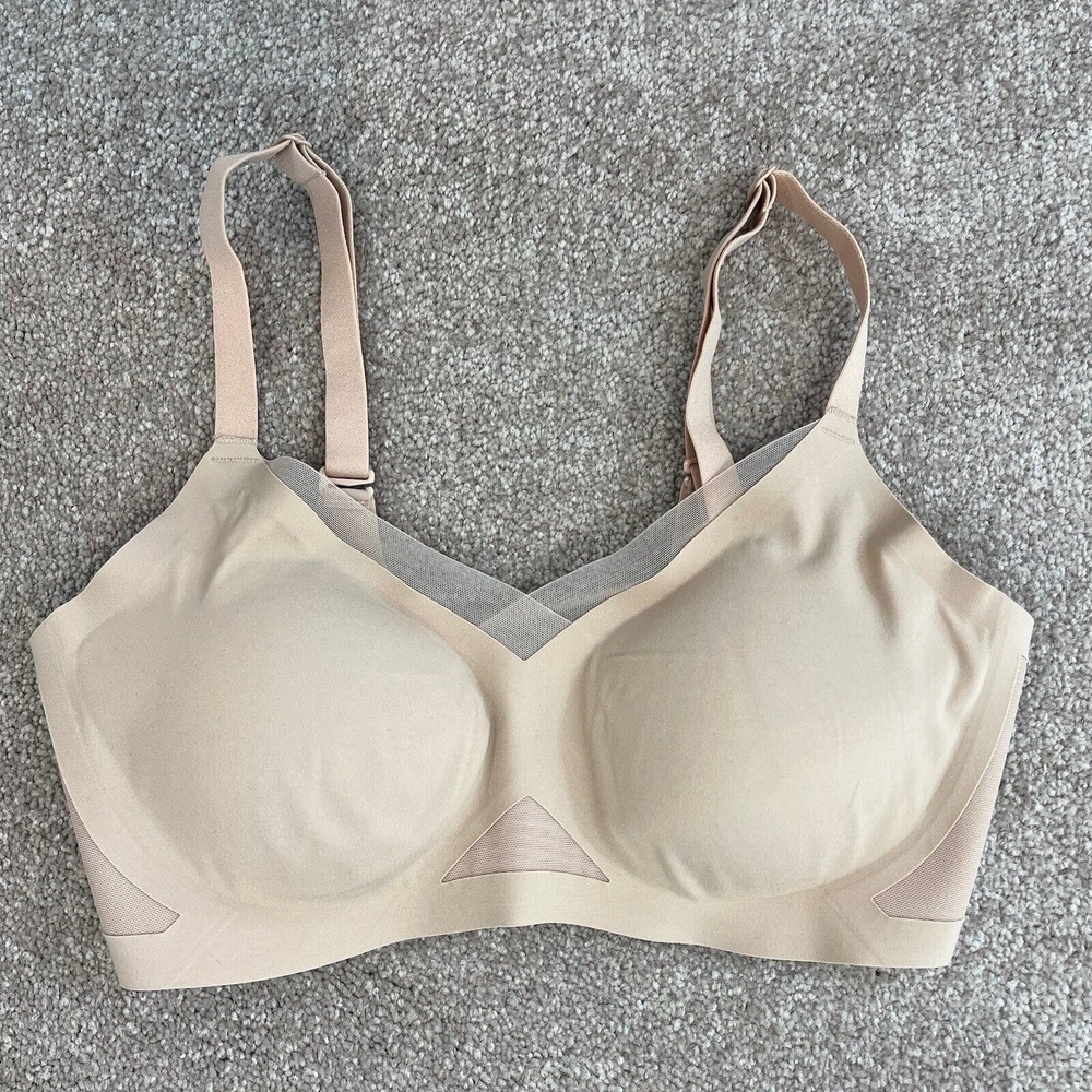 Tan Seamless Wireless Bra with Wide Straps